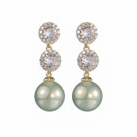 1 Pair Elegant Lady Sweet Geometric Inlay Imitation Pearl Copper Zircon Drop Earrings main image 5