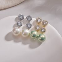 1 Pair Elegant Lady Sweet Geometric Inlay Imitation Pearl Copper Zircon Drop Earrings main image 1
