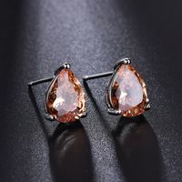1 Pair Simple Style Water Droplets Inlay Copper Zircon Ear Studs main image 4