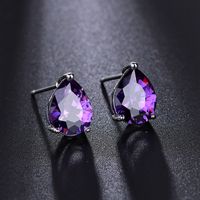1 Pair Simple Style Water Droplets Inlay Copper Zircon Ear Studs main image 3
