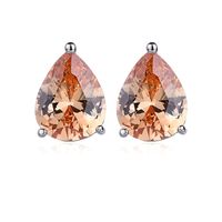 1 Pair Simple Style Water Droplets Inlay Copper Zircon Ear Studs main image 2