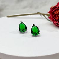 1 Pair Simple Style Water Droplets Inlay Copper Zircon Ear Studs sku image 5
