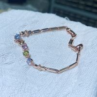 Glam Geometric Copper Inlay Zircon Bracelets sku image 3