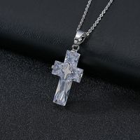 Ethnic Style Cross Copper Plating Inlay Zircon Pendant Necklace Necklace main image 1