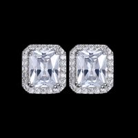 1 Pair Luxurious Square Inlay Copper Artificial Crystal Zircon Ear Studs main image 3