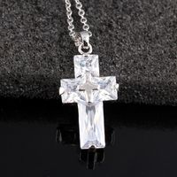 Ethnic Style Cross Copper Plating Inlay Zircon Pendant Necklace Necklace main image 5