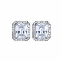 1 Pair Luxurious Square Inlay Copper Artificial Crystal Zircon Ear Studs main image 2