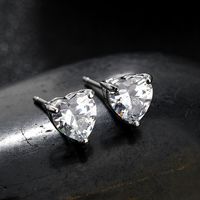 1 Pair Ig Style Simple Style Heart Shape Polishing Plating Inlay Copper Alloy Zircon Ear Studs main image 1