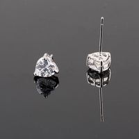 1 Pair Ig Style Simple Style Heart Shape Polishing Plating Inlay Copper Alloy Zircon Ear Studs main image 4