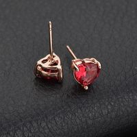 1 Pair Ig Style Simple Style Heart Shape Polishing Plating Inlay Copper Alloy Zircon Ear Studs sku image 3