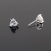 1 Pair Ig Style Simple Style Heart Shape Polishing Plating Inlay Copper Alloy Zircon Ear Studs main image 2