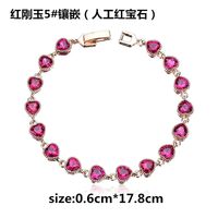 Sweet Shiny Heart Shape Copper Plating Inlay Artificial Gemstones Zircon Bracelets sku image 19