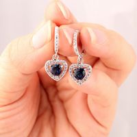 1 Pair Casual Simple Style Heart Shape Plating Inlay Copper Crystal Zircon Drop Earrings sku image 3