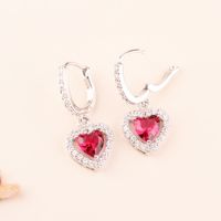 1 Pair Casual Simple Style Heart Shape Plating Inlay Copper Crystal Zircon Drop Earrings sku image 4