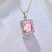 Classic Style Square Copper Alloy Inlay Zircon Women's Pendant Necklace sku image 7