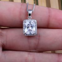 Classic Style Square Copper Alloy Inlay Zircon Women's Pendant Necklace sku image 1