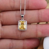 Classic Style Square Copper Alloy Inlay Zircon Women's Pendant Necklace sku image 2