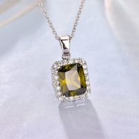 Classic Style Square Copper Alloy Inlay Zircon Women's Pendant Necklace sku image 6