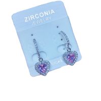 1 Pair Casual Simple Style Heart Shape Plating Inlay Copper Crystal Zircon Drop Earrings main image 3