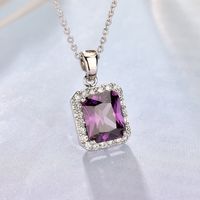 Classic Style Square Copper Alloy Inlay Zircon Women's Pendant Necklace sku image 3
