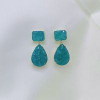 1 Pair Ig Style Simple Style Water Droplets Rectangle Plating Inlay Copper Crystal Drop Earrings main image 1