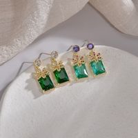 1 Pair Cute Flower Plating Inlay Copper Zircon Drop Earrings main image 5