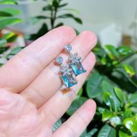 1 Pair Cute Flower Plating Inlay Copper Zircon Drop Earrings sku image 3
