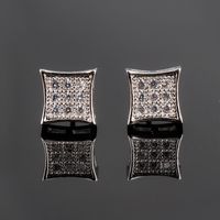 1 Pair Casual Simple Style Square Plating Inlay Copper Zircon 18k Gold Plated White Gold Plated Ear Studs main image 4