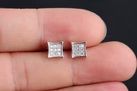 1 Pair Casual Simple Style Square Plating Inlay Copper Zircon 18k Gold Plated White Gold Plated Ear Studs sku image 1