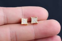 1 Pair Casual Simple Style Square Plating Inlay Copper Zircon 18k Gold Plated White Gold Plated Ear Studs sku image 2