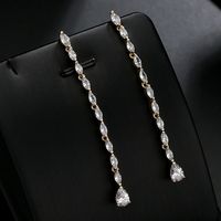 1 Pair Elegant Glam Water Droplets Plating Inlay Copper Zircon Drop Earrings main image 1
