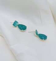 1 Pair Ig Style Simple Style Water Droplets Rectangle Plating Inlay Copper Crystal Drop Earrings main image 4
