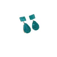 1 Pair Ig Style Simple Style Water Droplets Rectangle Plating Inlay Copper Crystal Drop Earrings main image 3