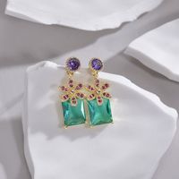 1 Pair Cute Flower Plating Inlay Copper Zircon Drop Earrings main image 2