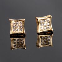 1 Pair Casual Simple Style Square Plating Inlay Copper Zircon 18k Gold Plated White Gold Plated Ear Studs main image 1