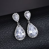 1 Pair Casual Shiny Water Droplets Plating Inlay Copper Zircon Drop Earrings main image 5