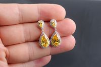 1 Pair Casual Shiny Water Droplets Plating Inlay Copper Zircon Drop Earrings sku image 1