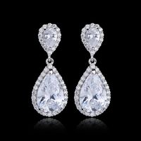 1 Pair Casual Shiny Water Droplets Plating Inlay Copper Zircon Drop Earrings main image 1
