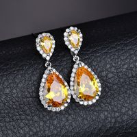 1 Pair Casual Shiny Water Droplets Plating Inlay Copper Zircon Drop Earrings main image 4