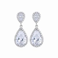 1 Pair Casual Shiny Water Droplets Plating Inlay Copper Zircon Drop Earrings main image 3
