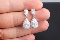 1 Pair Casual Shiny Water Droplets Plating Inlay Copper Zircon Drop Earrings sku image 4