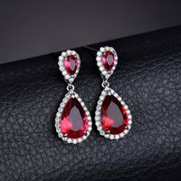 1 Pair Casual Shiny Water Droplets Plating Inlay Copper Zircon Drop Earrings main image 2