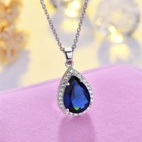 Sweet Water Droplets Copper Plating Inlay Zircon Charms Pendant Necklace sku image 8