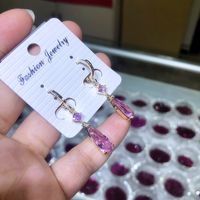 1 Pair Ig Style Simple Style Water Droplets Plating Inlay Copper Alloy Zircon Drop Earrings main image 5