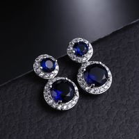 1 Pair Simple Style Shiny Round Plating Inlay Copper Alloy Zircon Drop Earrings main image 5