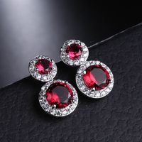 1 Pair Simple Style Shiny Round Plating Inlay Copper Alloy Zircon Drop Earrings main image 2