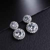 1 Pair Simple Style Shiny Round Plating Inlay Copper Alloy Zircon Drop Earrings main image 4