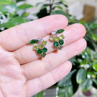 1 Pair Casual Pastoral Grape Plating Inlay Copper Crystal Zircon Ear Studs main image 1