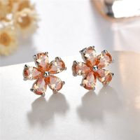 1 Pair Sweet Simple Style Flower Polishing Plating Inlay Copper Alloy Zircon Ear Clips Ear Studs main image 2