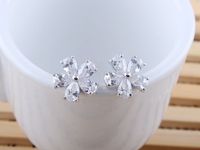 1 Pair Sweet Simple Style Flower Polishing Plating Inlay Copper Alloy Zircon Ear Clips Ear Studs sku image 4